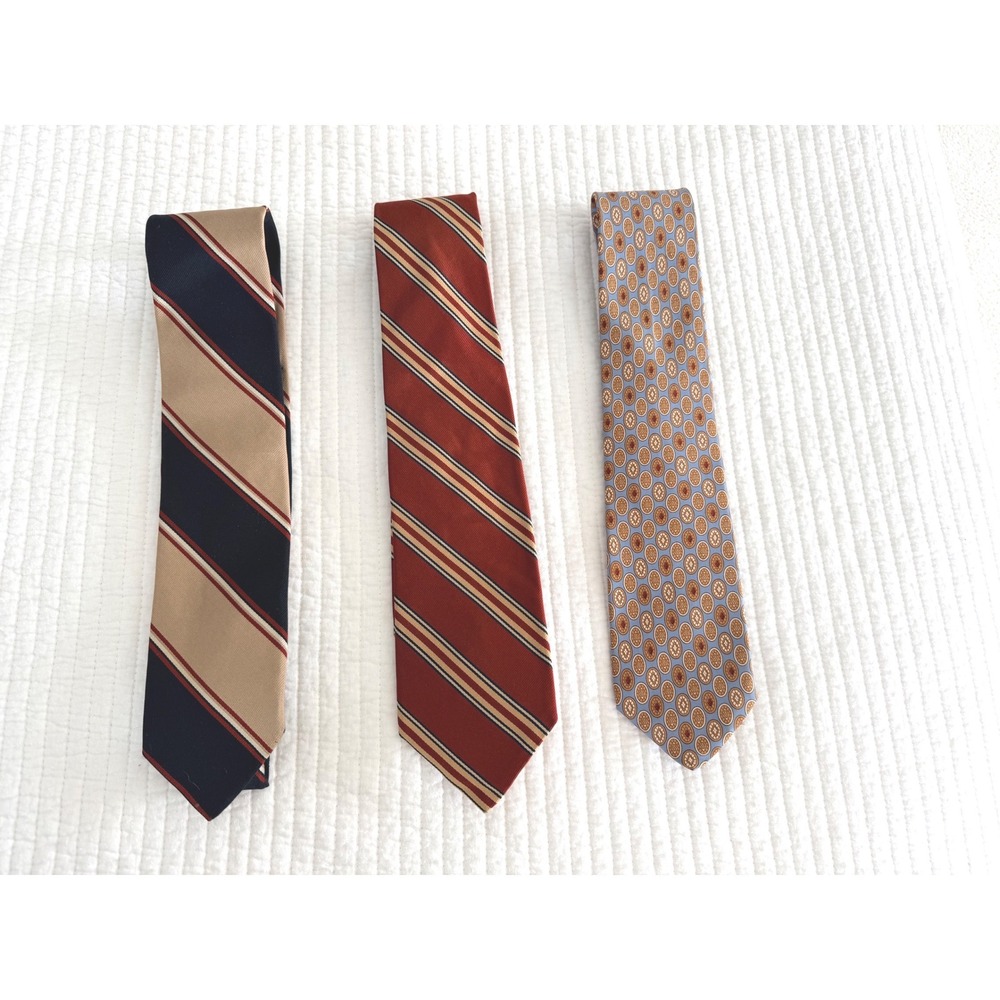 Brown & Church Ltd Silk Tie Lot 3 Vintage Striped Medallion Norman Stockton Mens